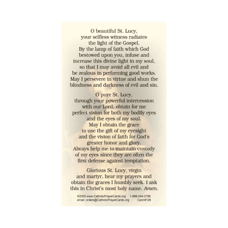 St. Lucy Holy Card