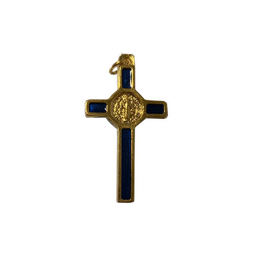 Saint Benedict Crucifix Small Blue and Gold