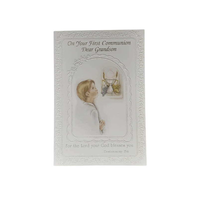 First Holy Communion Card For Grandson