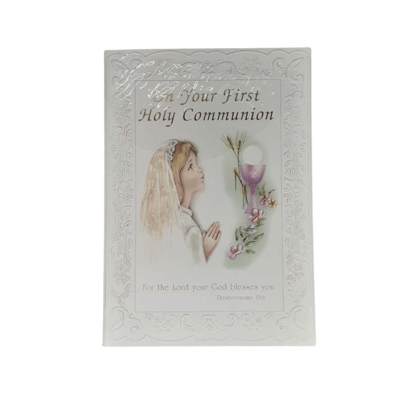 Ornate First Holy Communion Card for Girl