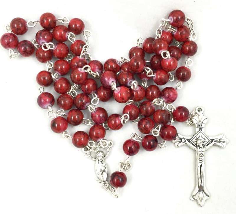 Red Glass Bead Rosary
