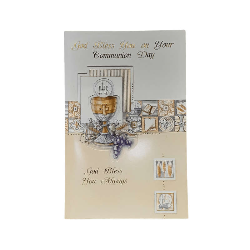 First Holy Communion Card with Chalice Detail