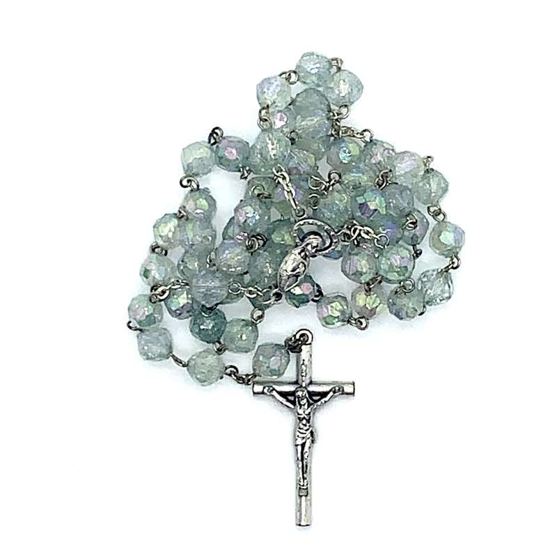 Light Blue Plastic Bead Rosary