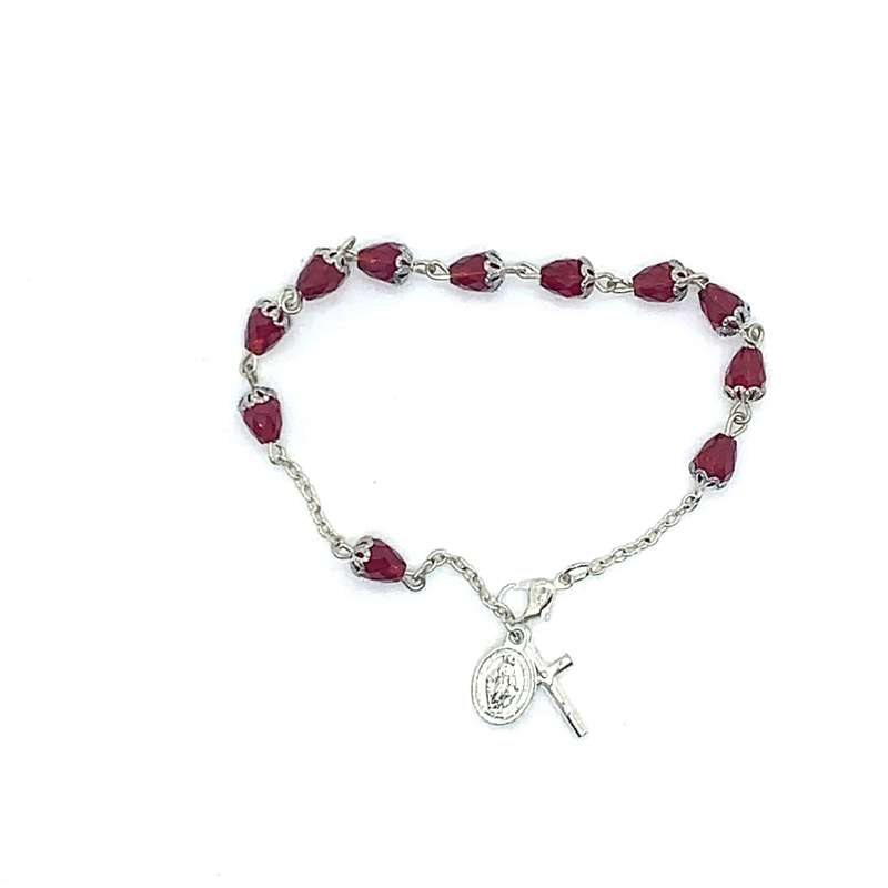 Red Glass Rosary Bracelet