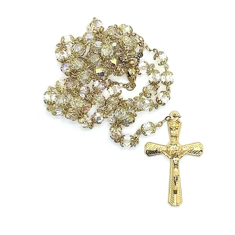 Gilt and Clear Bead Chrystal Rosary