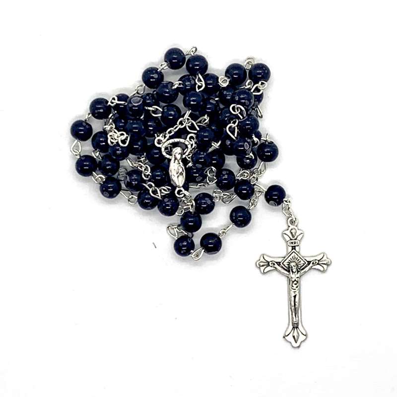 Black Round Bead Rosary