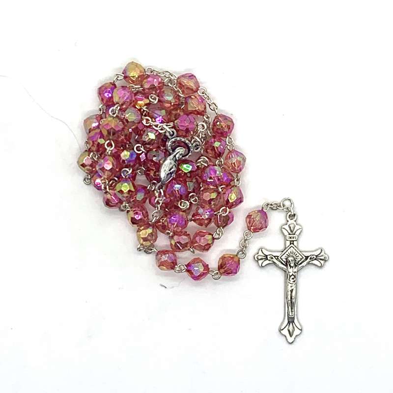 Pretty Pink Faceted Rosary