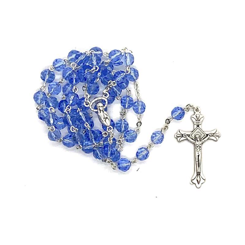 Light Blue Medium Bead Rosary