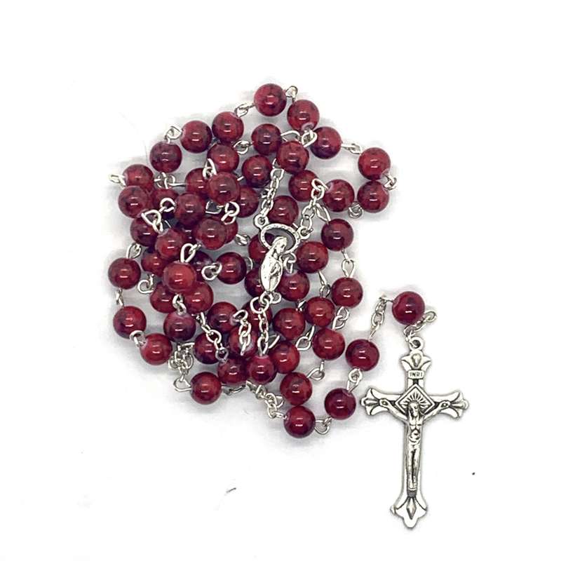 Red Glass Bead Rosary