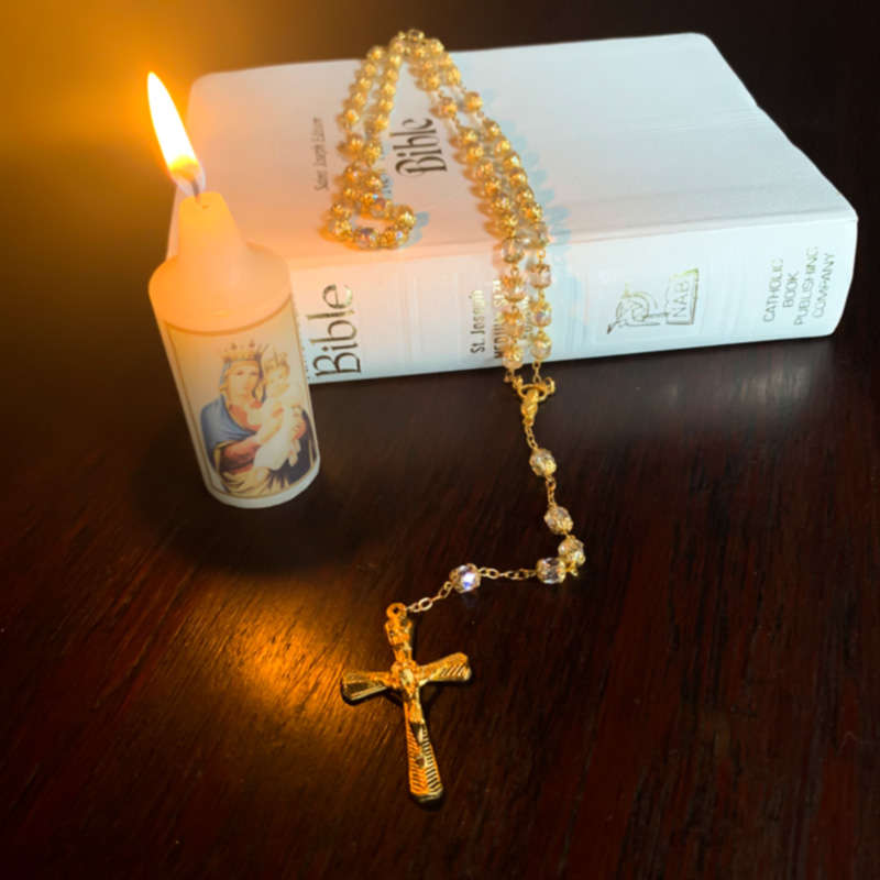 Gilt and Clear Bead Chrystal Rosary
