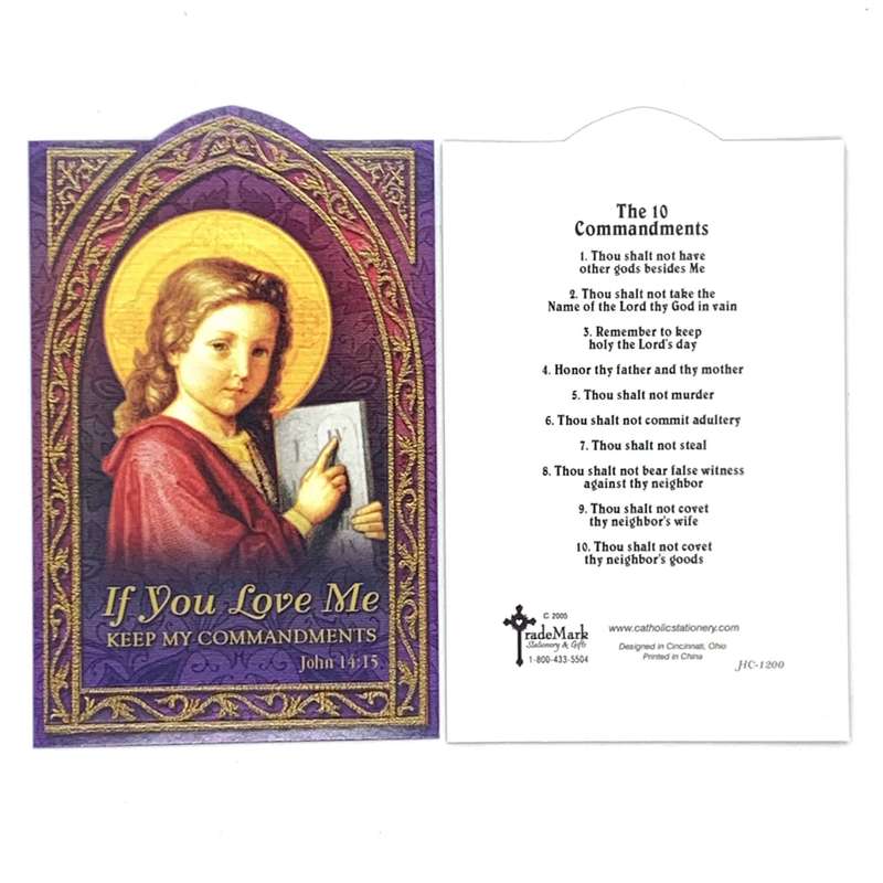 Ten Commandments Holy Card