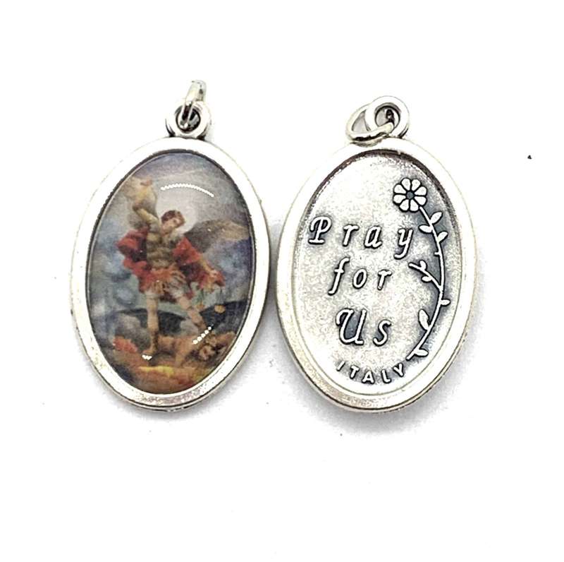 Silver Saint Michael Medal with picture