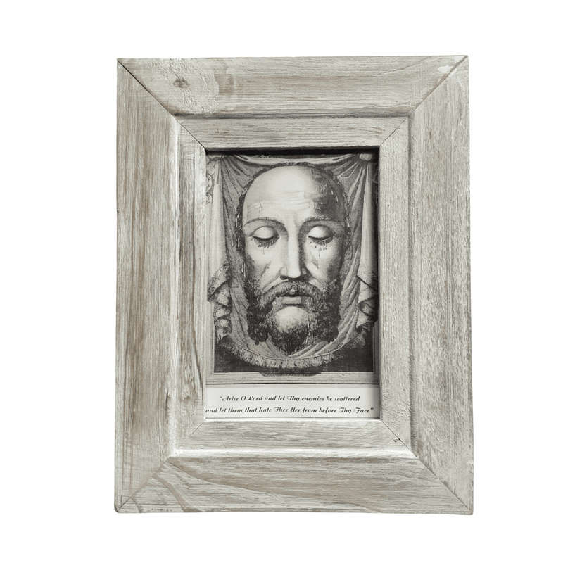 Light Wooden Framed Image of the Holy Face of Jesus