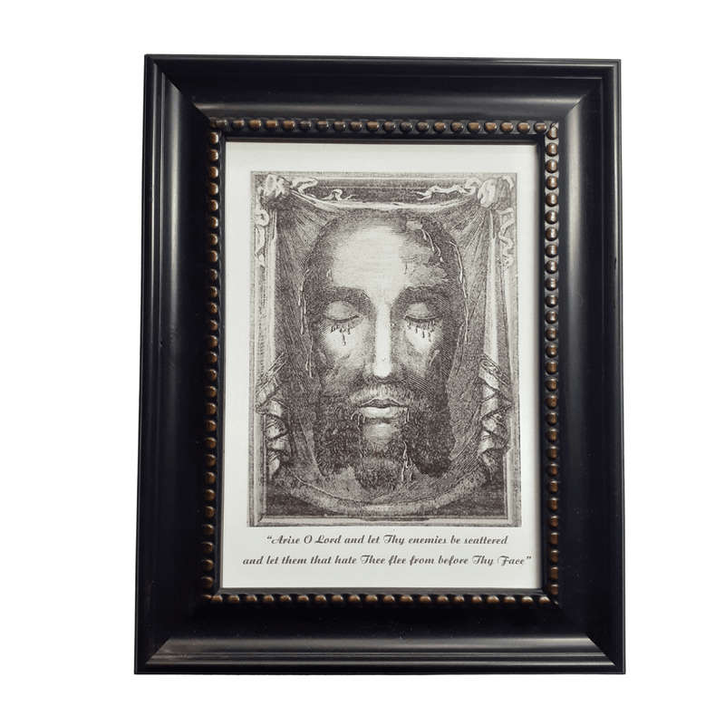 Black and Dull Gold Framed Image of the Holy Face of Jesus