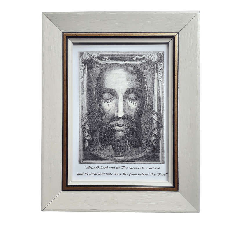 Creme Framed Image of the Holy Face of  Jesus