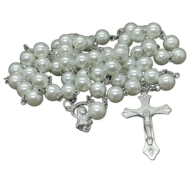 Shiny White Pearl Rosary