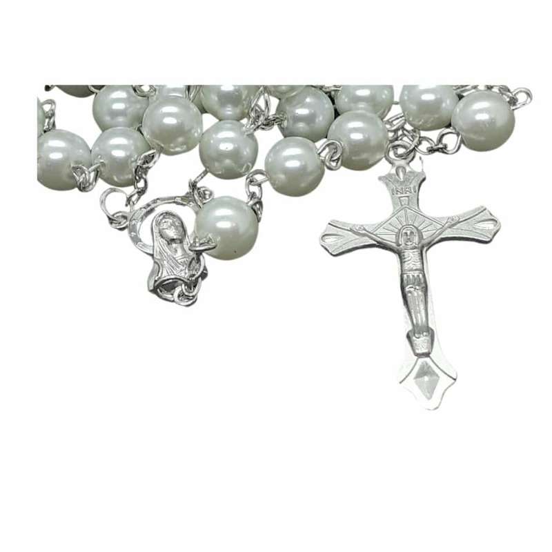 Shiny White Pearl Rosary