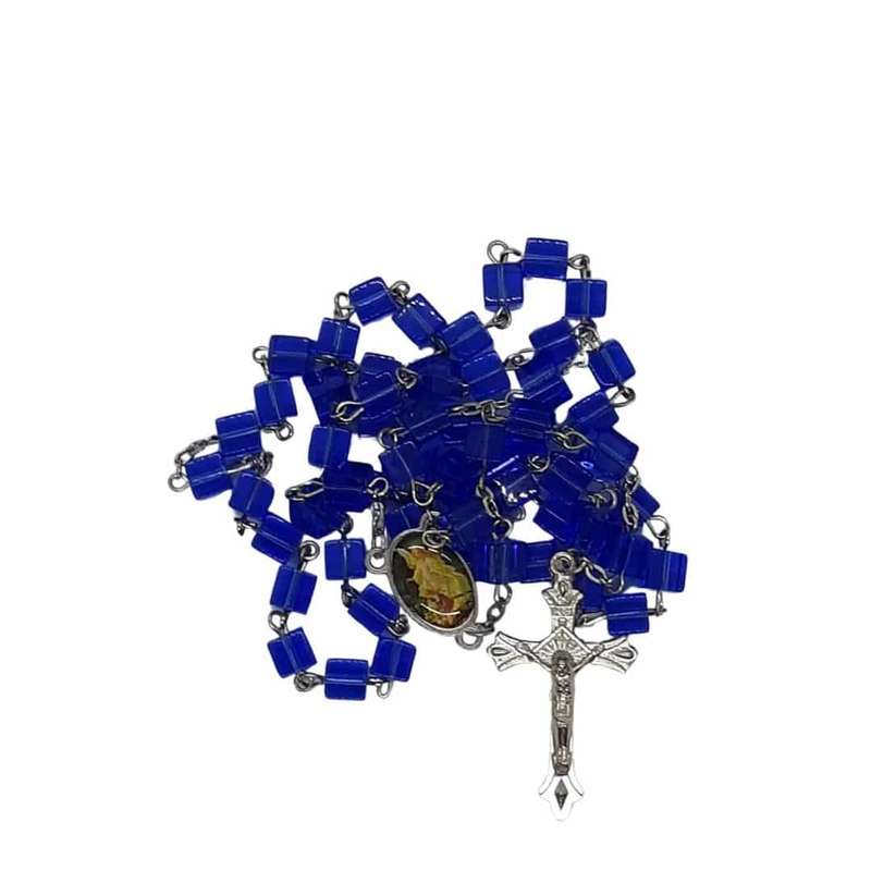 Blue Square Bead Rosary