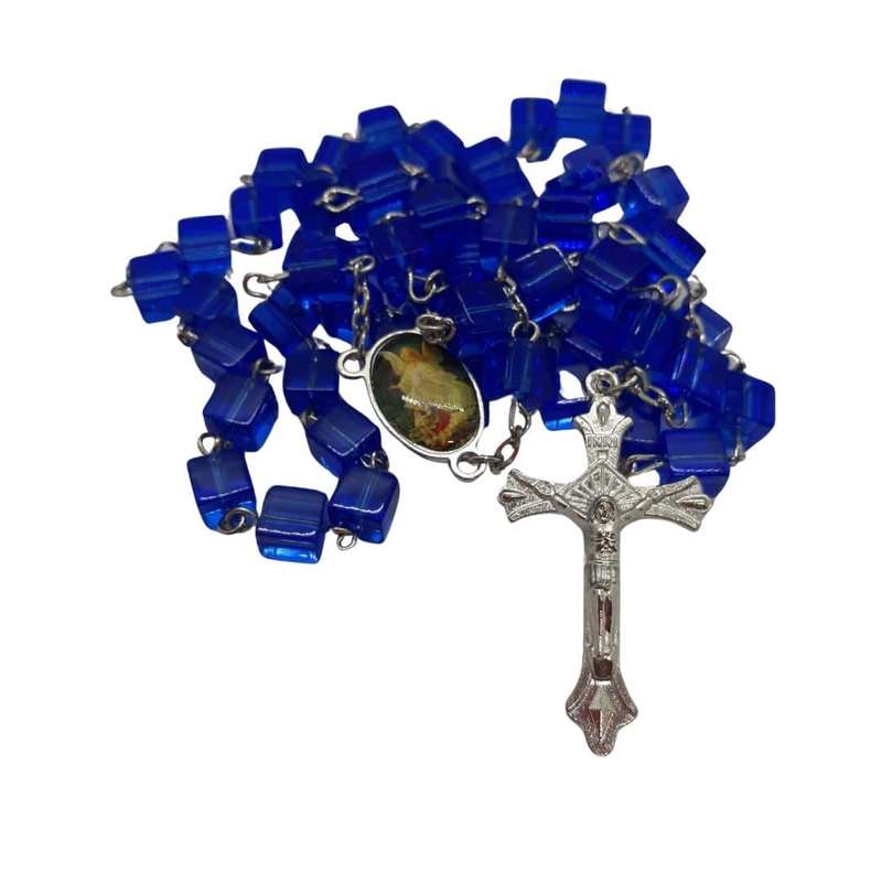 Blue Square Bead Rosary