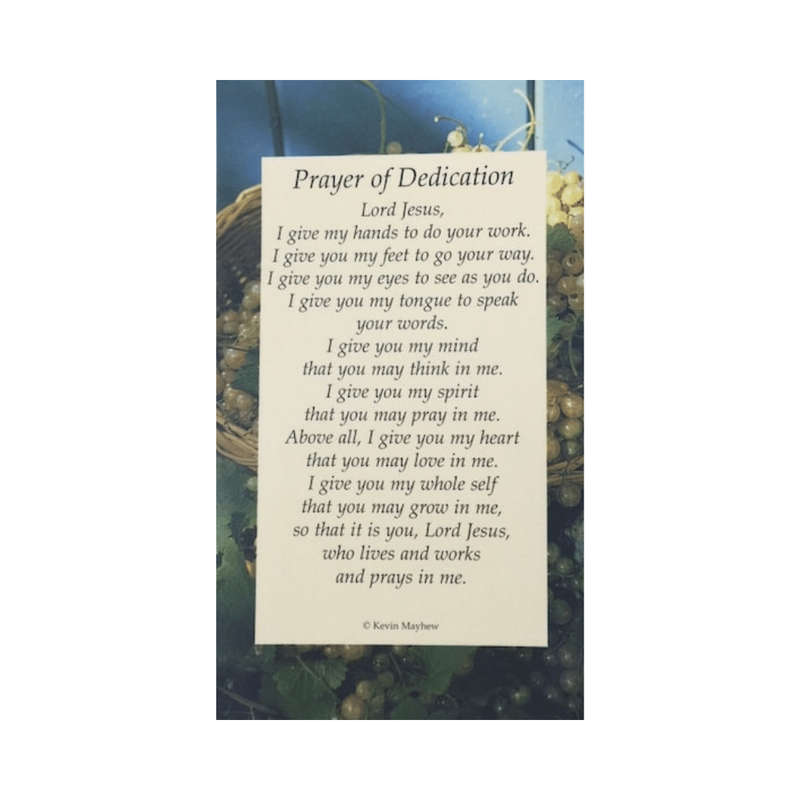 Prayer Of Dedication Holy Card