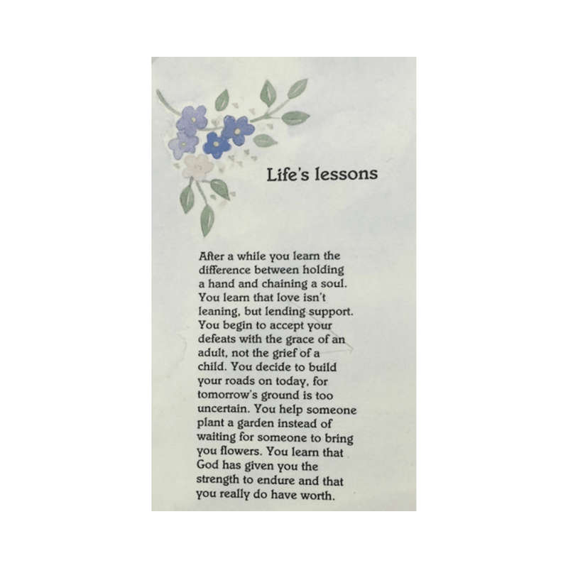 Life's Lessons Holy Card