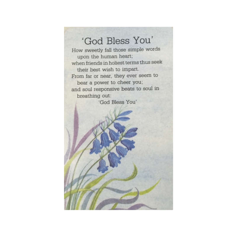 God Bless You Holy Card