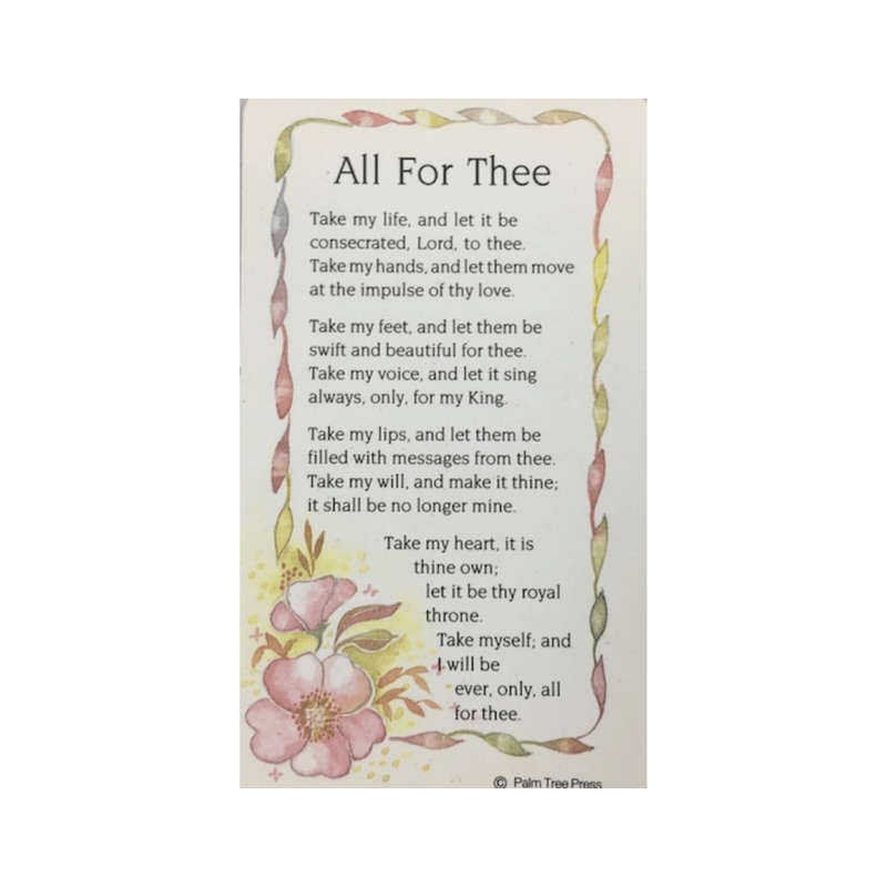 All For Thee Holy Card