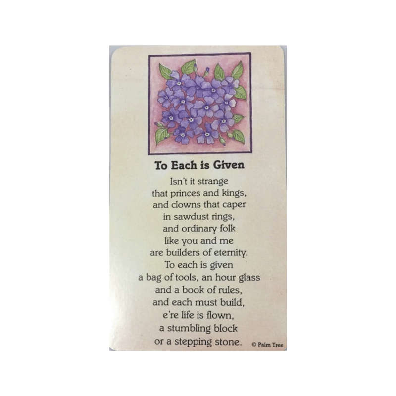 To Each Is Given Holy Card