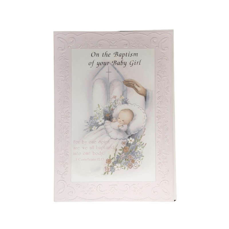 Ornate Baptism Card - Girl