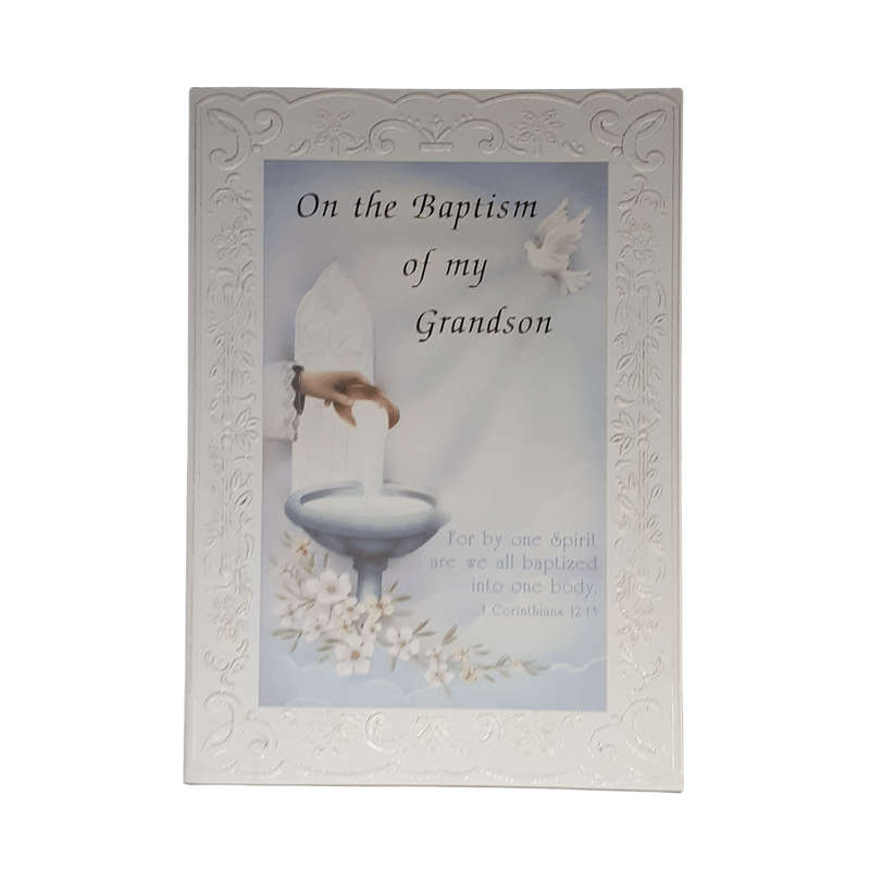 Ornate Grandson Baptism Card