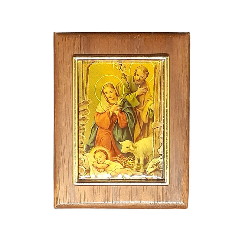 Wooden Holy Family in Manger Picture