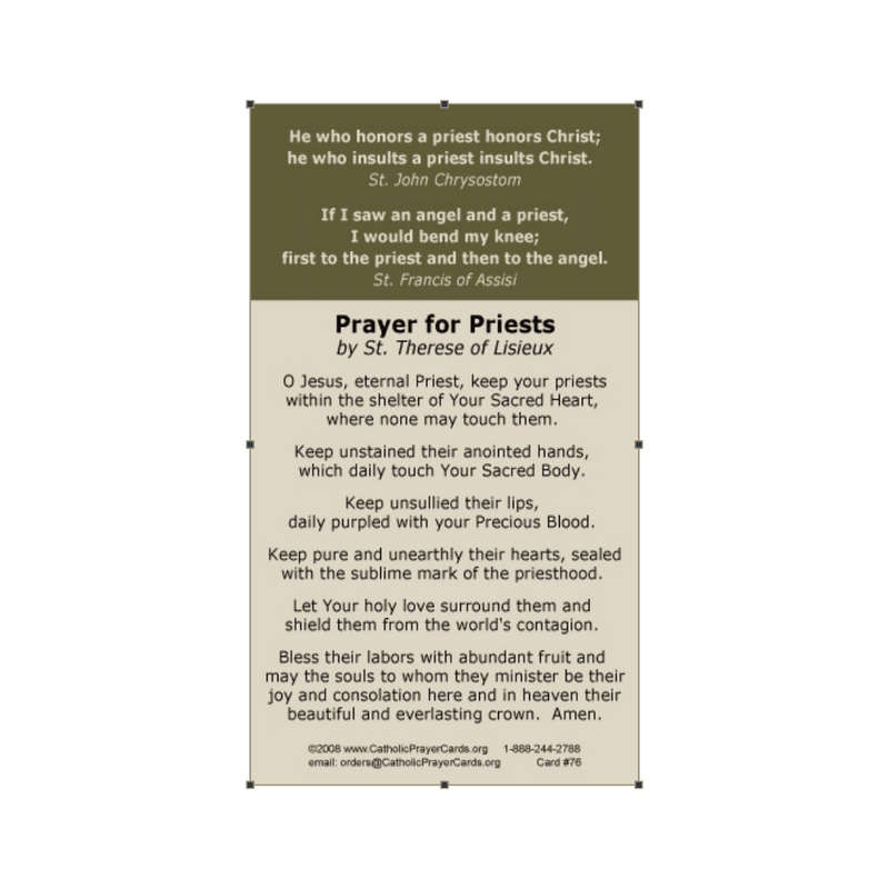 Prayer for Priests Holy Card