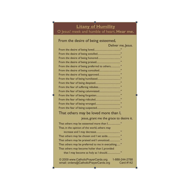 Litany of Humility  Holy Card