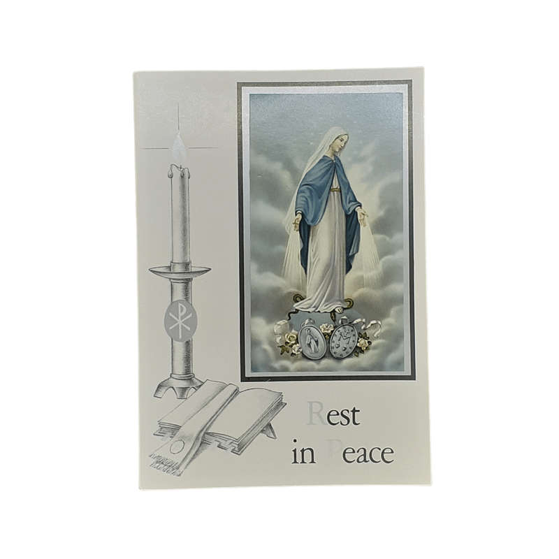 Rest in Peace Mass Card Mary Miraculous Medal