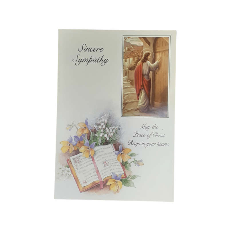 Sincere Sympathy Mass Card Jesus Knocking