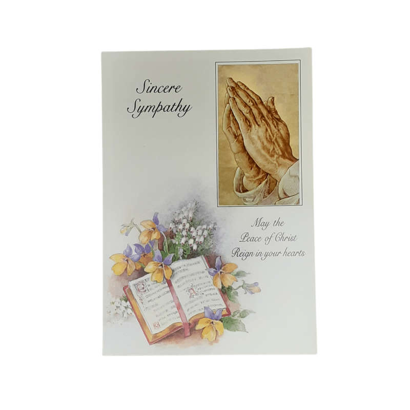 Sincere Sympathy Mass Card - Praying Hands