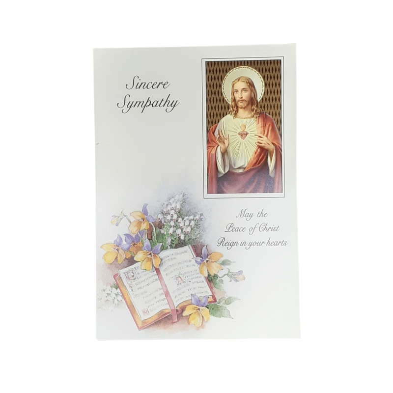Sincere Sympathy Mass Card Sacred Heart