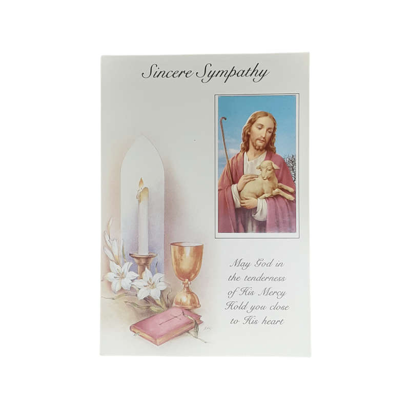 Sincere Sympathy Mass Card Jesus With A Lamb