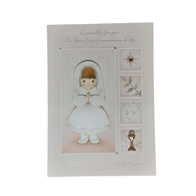 Embellished Girl's First Holy Communion Card