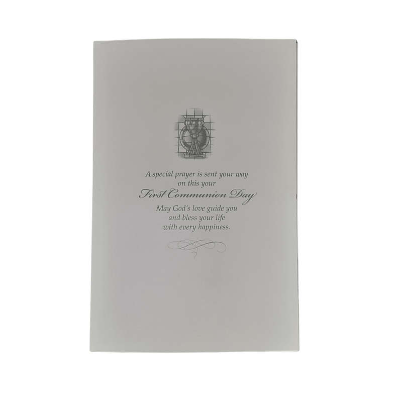 First Holy Communion Card With Blue Bow