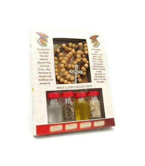 Olive Wood Rosary with Holy Oil, Water, Soil & Frankincense