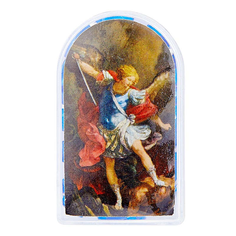 32cm St Michael the Archangel blue plastic Rosary with Case