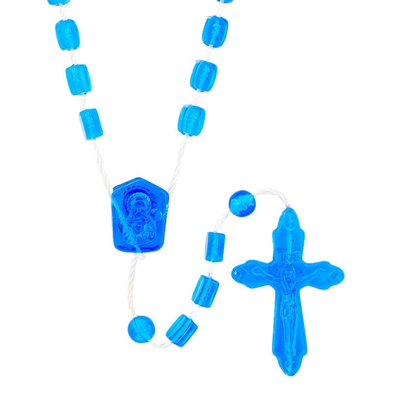 32cm St Michael the Archangel blue plastic Rosary with Case