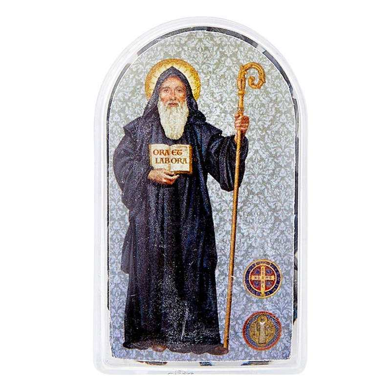 32cm St Benedict Black plastic Rosary with Case