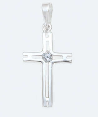 Sterling Silver - 2cm single Cubic Zirconia Cross