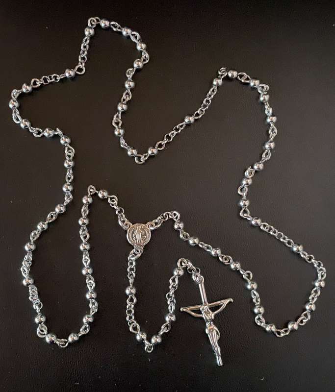 4mm Sterling Silver Necklace Rosary
