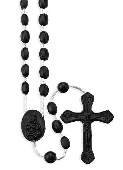 Black moulded cord Rosary