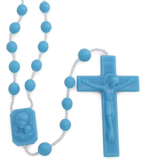 Blue Plastic Cord Rosary