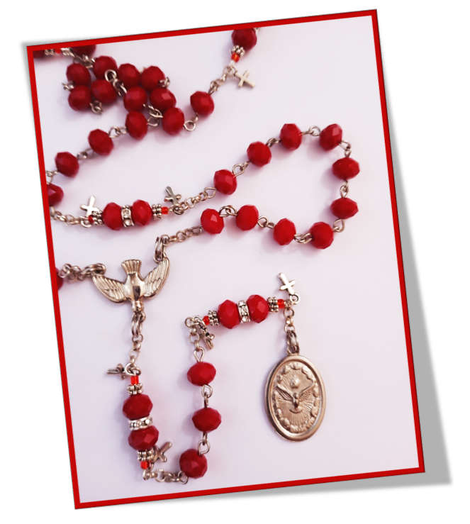 Holy Spirit Rosary in Austrian Crystal with Holy Spirit Medal - Limited Edition