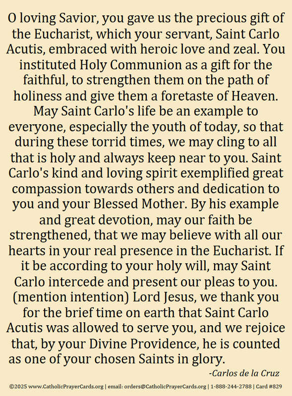 Saint Carlo Acutis - 1991 - 2006 Holy Card